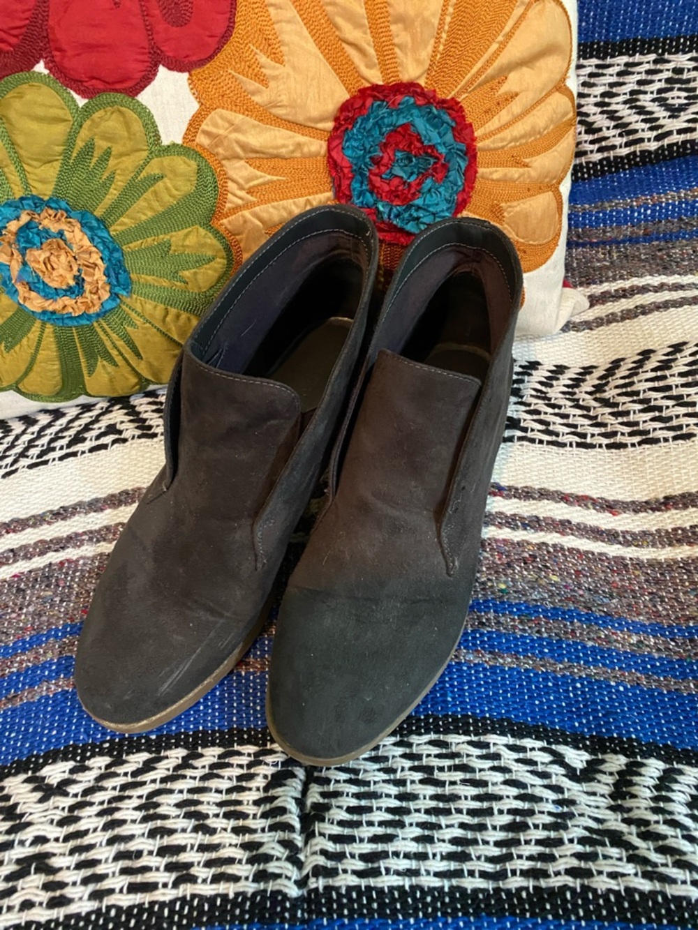 Indigo Dark Grey Suede Slip-On Women's Booties